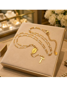 Rosenkranz Wundertätige Madonna 24K Vergoldet 60 cm | Edelstahl