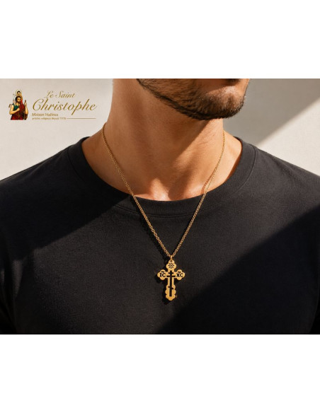 24K Vergulde Kruisketting van Roestvrij Staal 45 cm Dames | Sint-Christoffel