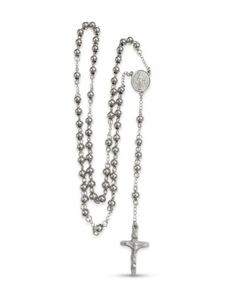 Chapelet Collier en Acier Inoxydable avec Médaille Miraculeuse et Croix – Perles Rondes | Saint Christophe