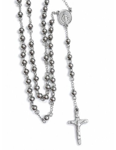 Chapelet Collier en Acier Inoxydable avec Médaille Miraculeuse et Croix – Perles Rondes | Saint Christophe