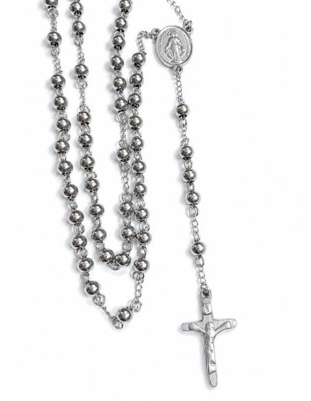 Chapelet Collier en Acier Inoxydable avec Médaille Miraculeuse et Croix – Perles Rondes | Saint Christophe