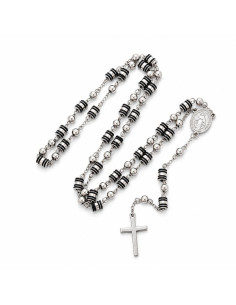 Stainless Steel Rosary Necklace 72 cm with Miraculous Medal and Cross | Saint Christophe