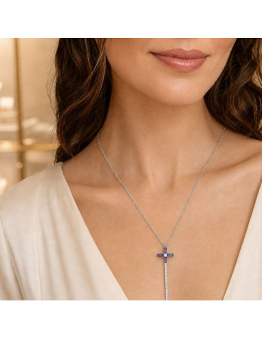Collana Croce con Cristalli Malva da Donna – 46 cm