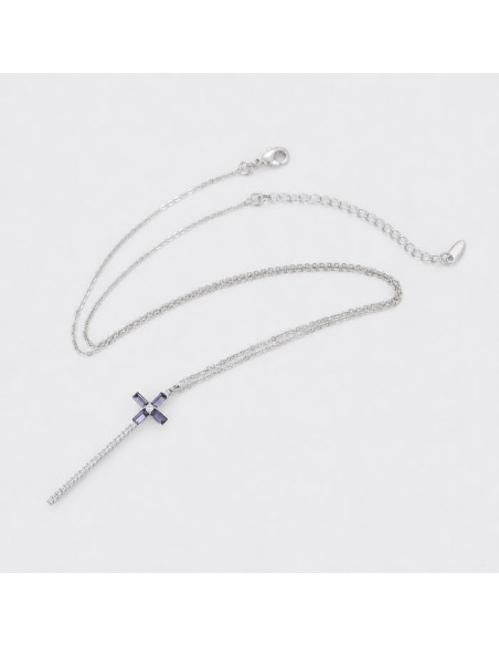Mauve Crystal Cross Necklace for Women – 46 cm