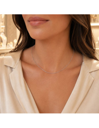 Collier Fin Femme Finition Platinée – 40 à 47 cm