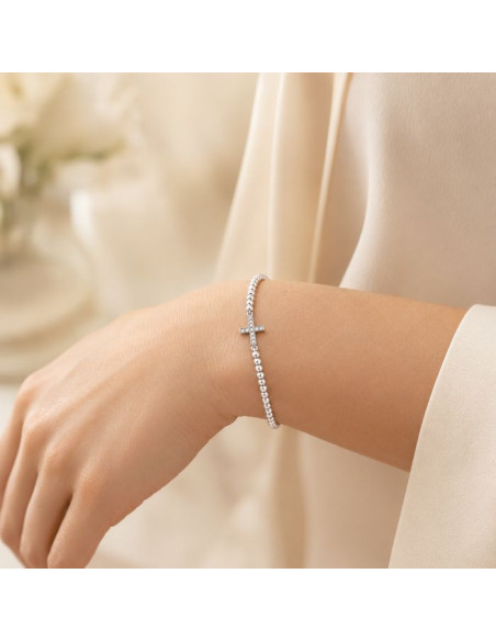 Bracciale Croce con Zirconi – Argento 925 elegante