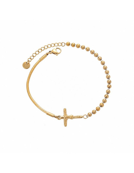 Bracciale Croce Donna Acciaio Color Oro 14K