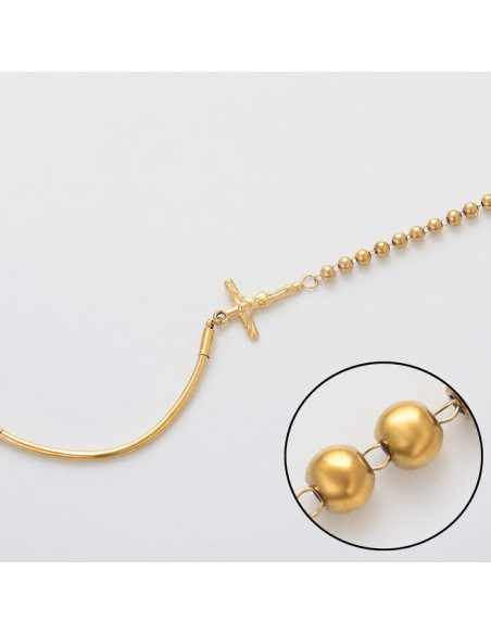 Bracelet Croix Femme Acier Inoxydable Doré 14K