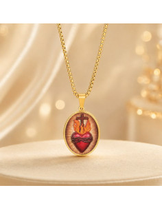 Ketting Heilig Hart van Jezus – Goudkleurig Staal 24K