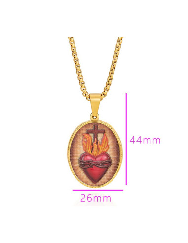 Halskette Herz Jesu – 24K Goldfarbener Edelstahl