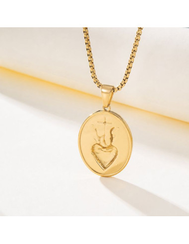 Ketting Heilig Hart van Jezus – Goudkleurig Staal 24K