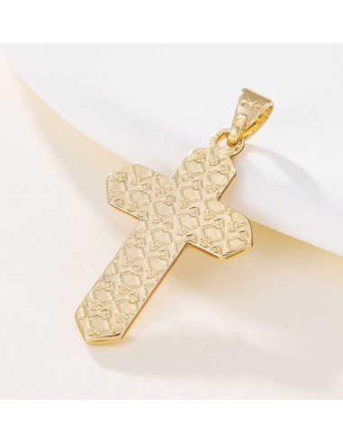 Pendentif Croix du Christ Doré 14K – 36 × 18 mm