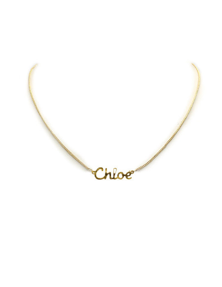 Chloe naamketting als choker met fijn-gouden afwerking – Damesjuweel