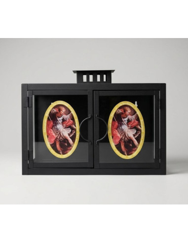 Lanterne Double Noir Saint Michel Archange – Fer Forgé 35 cm
