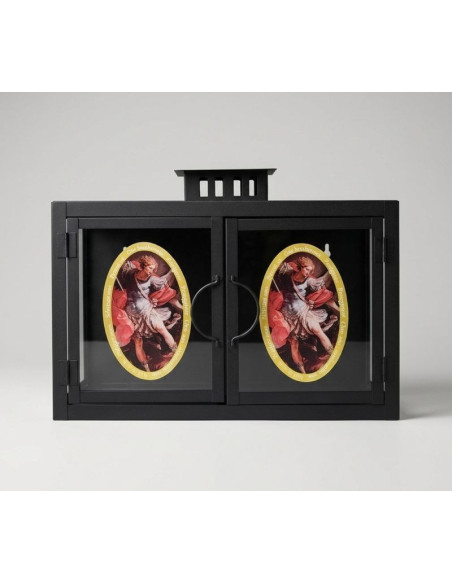 Lanterne Double Noir Saint Michel Archange – Fer Forgé 35 cm