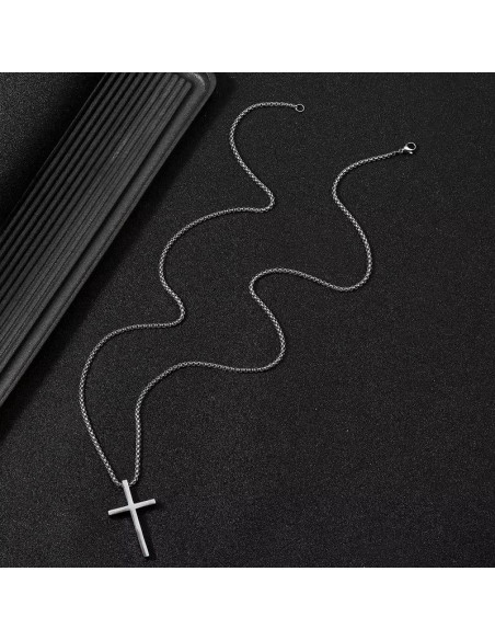 Collar Cruz Cristiana Acero Inoxidable – Cadena 60 cm