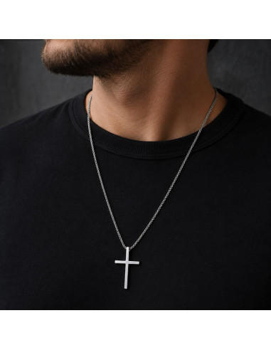 Christelijke Kruisketting van Roestvrij Staal – Ketting 60 cm – Hanger 4,5 cm
