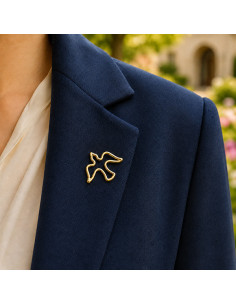 Pin Paloma de la Paz dorado – Símbolo cristiano, 20 × 16 mm