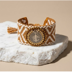 Bracciale San Benedetto Intrecciato – Medaglia 2 cm