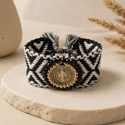 Pulsera San Benito Mujer – Medalla Plateada