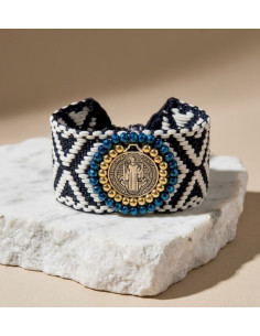 Bracelet Saint-Benoît Femme – Manchette Tissée 4 cm