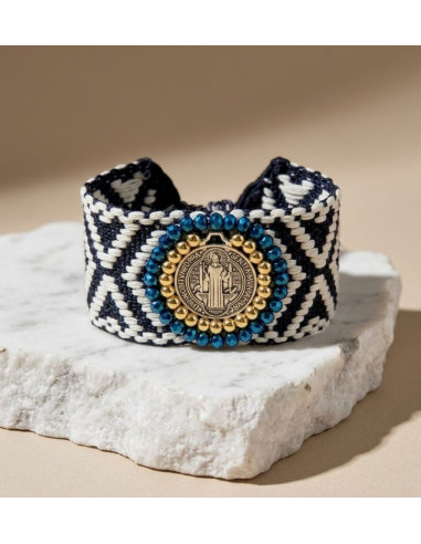 Bracelet Saint-Benoît Femme – Manchette Tissée 4 cm