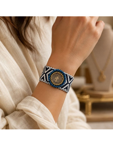 Bracelet Saint-Benoît Femme – Manchette Tissée 4 cm