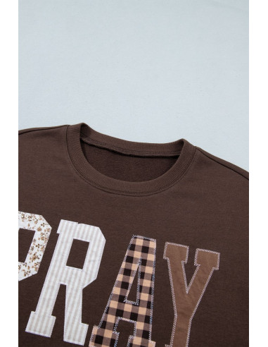 Women’s Pray Coffee Brown Sweatshirt – Western Style