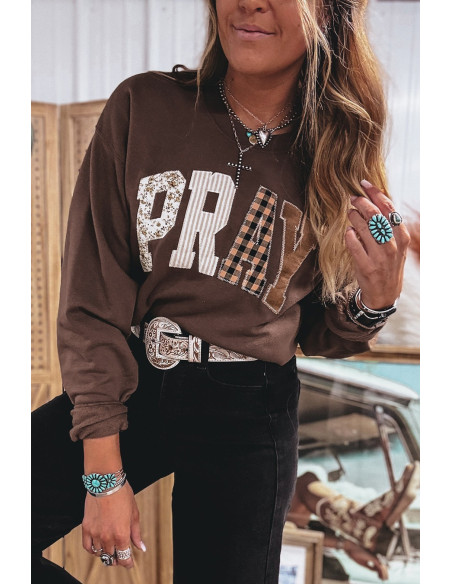 Sudadera de mujer Pray marrón café – Estilo western