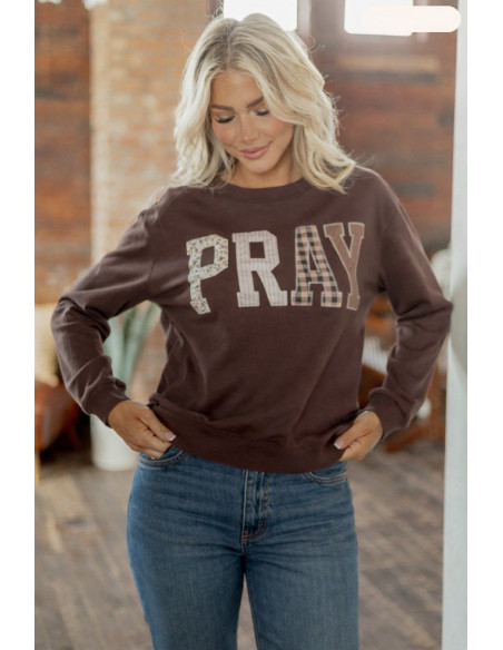 Sudadera de mujer Pray marrón café – Estilo western