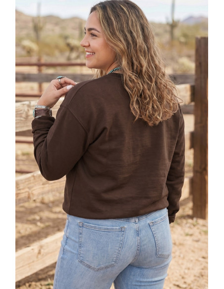Women’s Pray Coffee Brown Sweatshirt – Western Style