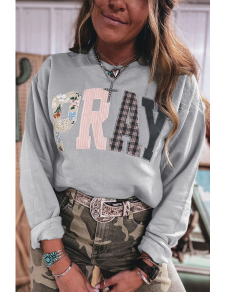 Sweat-shirt femme PRAY gris – Une mode chrétienne moderne et originale