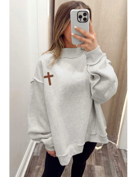 Sweat femme réversible Jésus Sauve – Croix chrétienne
