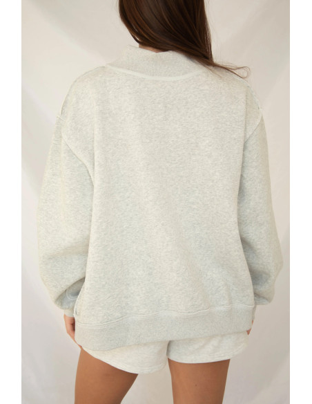 Sweat femme gris JESUS rose – Coupe oversize