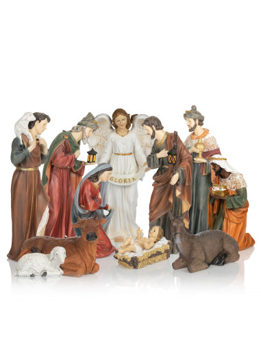 Weihnachtskrippe aus Kunstharz – 11 Figuren bis 40 cm
