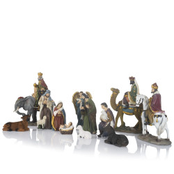 Kerststal van kunsthars – 13-delig met de Drie Koningen – Tot 30 cm hoog