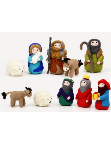 Kit DIY Crèche de Noël en laine à feutrer – Nativité