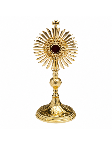 Relicario de pie de latón chapado en oro – 28 cm