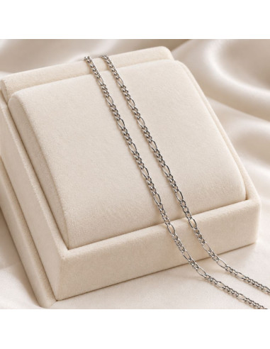 Chaîne Maille Forçat Figaro en Argent 925 Rhodié 65 cm – Élégance et Confort