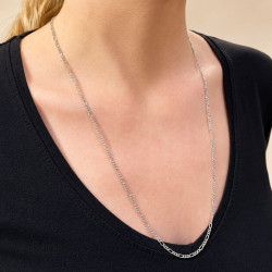 Chaîne Maille Forçat Figaro en Argent 925 Rhodié 65 cm – Élégance et Confort