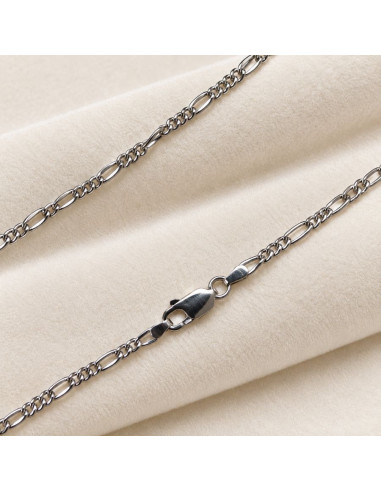 Chaîne Maille Forçat Figaro en Argent 925 Rhodié 65 cm – Élégance et Confort