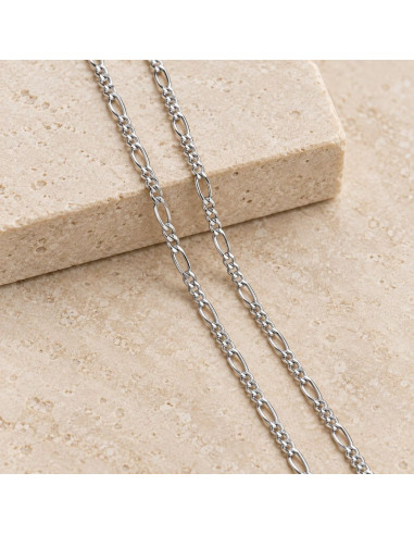 Figaro-Panzerkette aus 925 Silber rhodiniert 65 cm – Eleganz und Tragekomfort