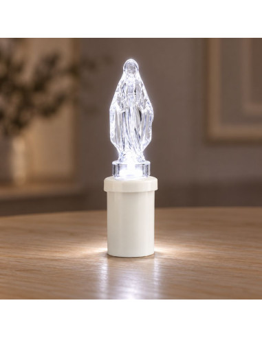 Candela LED Vergine Maria Subito S5 – Luce grigio naturale – 15,2 cm – Batterie incluse