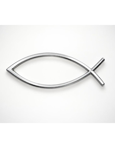 Autocollant voiture poisson Ichtus chromé 3D – 10 cm