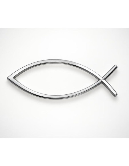 Autocollant voiture poisson Ichtus chromé 3D – 10 cm