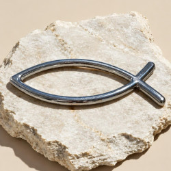 Ichtus Autoaufkleber – Christlicher Fisch in Chromoptik – 8 cm