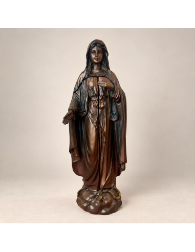 Statua Vergine Maria trittico 27 cm | Effetto bronzo