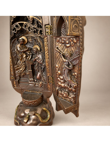 Marienstatue Triptychon 27 cm | Bronzeoptik