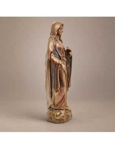 Virgen María tríptico 27 cm | Efecto bronce