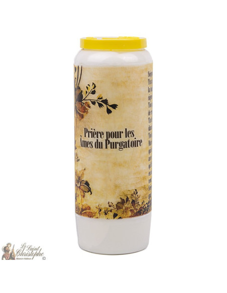 Bougie Neuvaine  avec prière pour les âmes du purgatoire - prière français